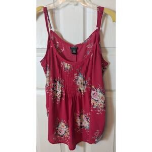 Torrid Deep Raspberry Pink Pleated Bodice Loose Fit Tank Top Summer 0 XL 14